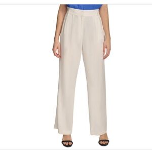Calvin Klein Women's Linen-Blend Wide Leg Pants - Soft White 16 new